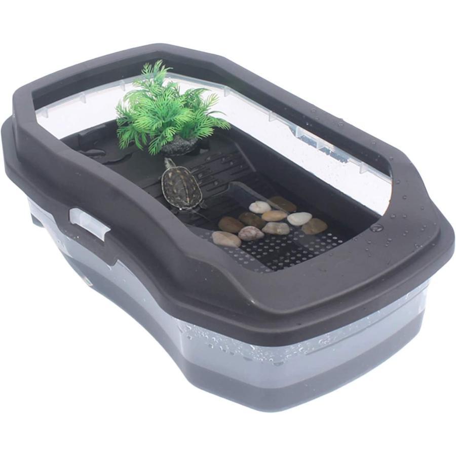 カメ水族館タンクカメ生息地キット取り外し可能な脱走防止デザイン掃除と水の交換が簡単爬虫類またはカメの生息地用