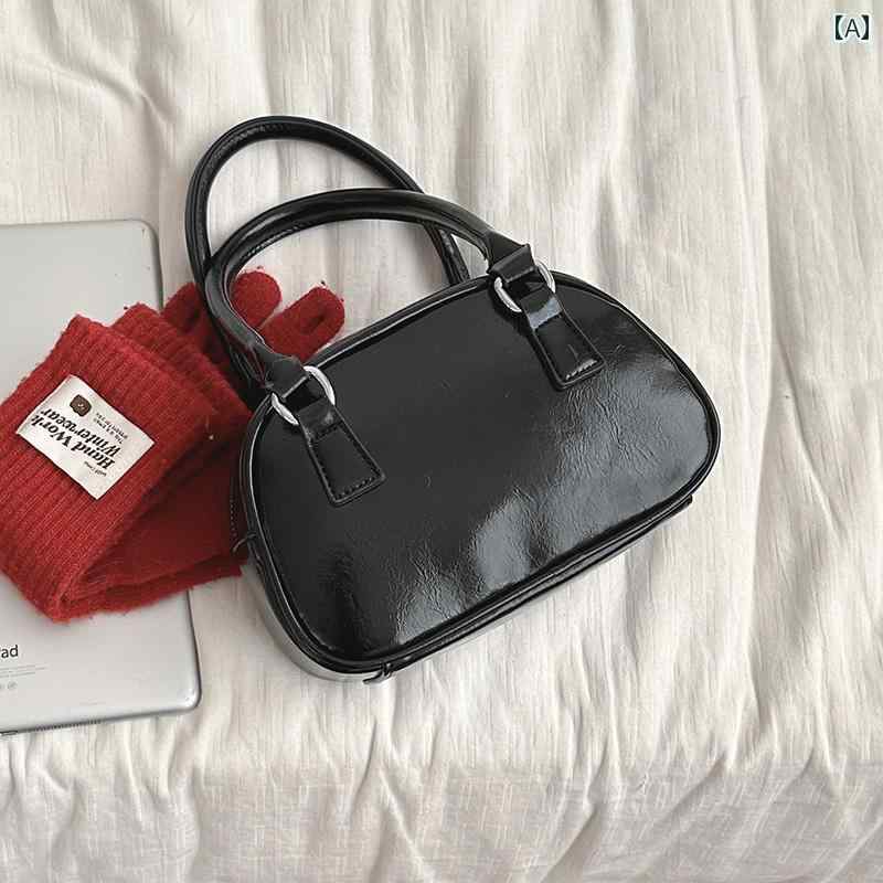 ハンドバッグ レディース 鞄 レトロ おしゃれ レザー 革 秋冬 韓国 ショルダーバッグ 斜めがけ レッド ブラウン ブラック