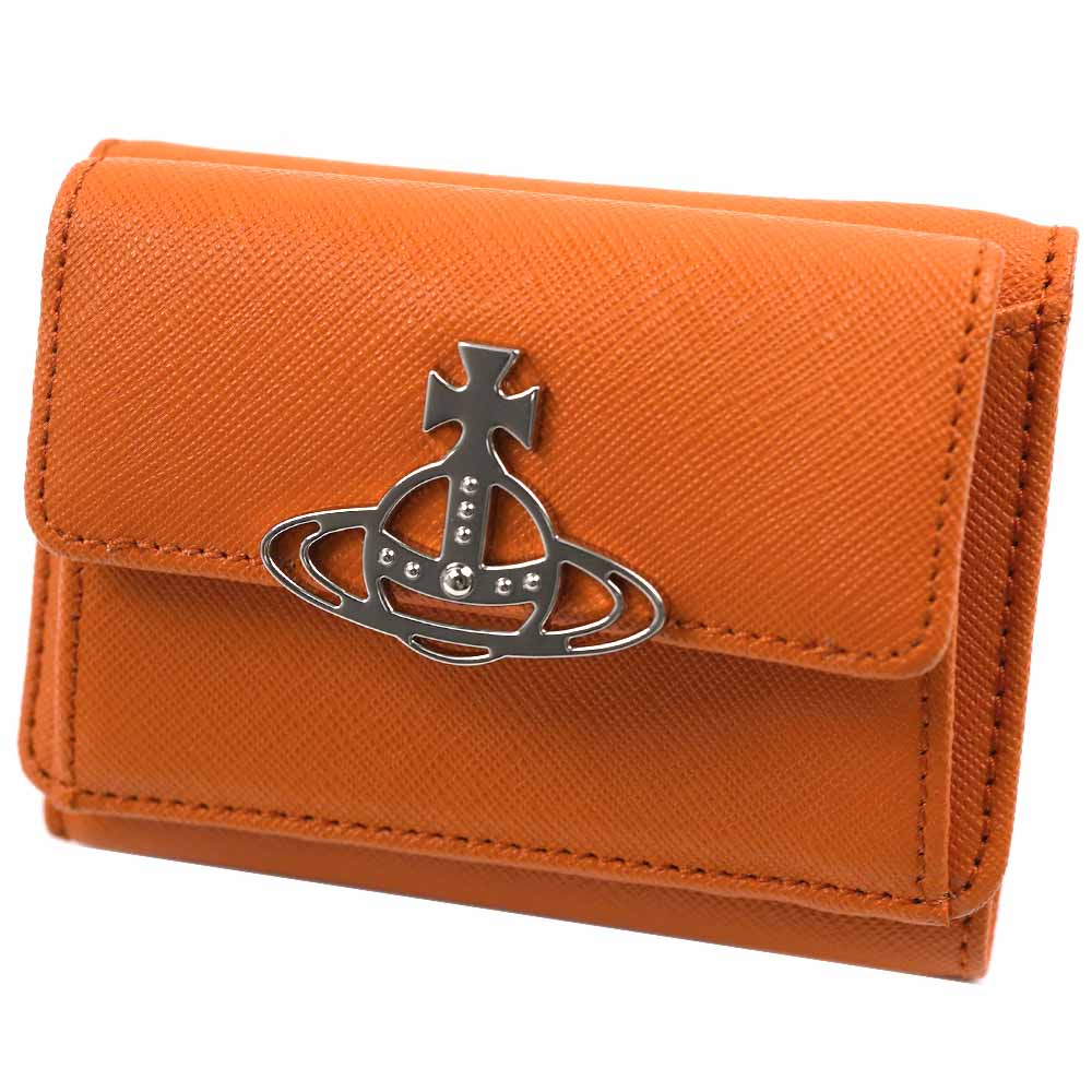 ヴィヴィアンウエストウッド 財布 Vivienne Westwood レディース ユニセックス 三つ折り財布 ミニ財布 SAFFIANO ORANGE オレンジ 52010013-L001N-F401