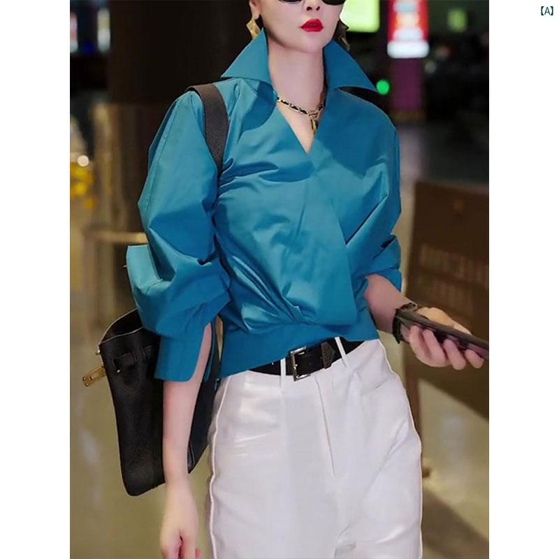 レディース ファッション　オシャレ　綺麗　大歳　上品 フレンチファッション ハイエンド エレガント シャツ 秋 立体 仕立て 風 トップ