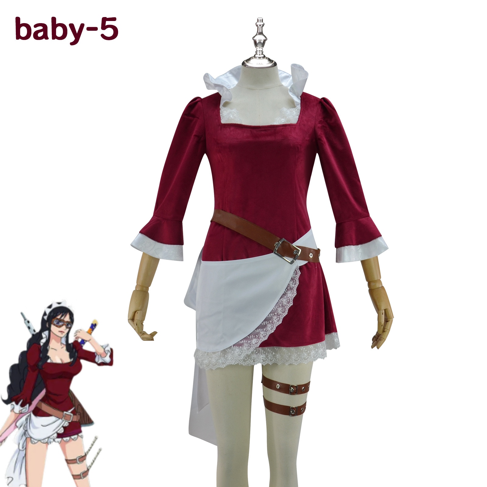 ワンピースベビー-5レッドゴールドベルベットcos衣類アニメーション2dフルセットハロウィーンコスプレセット