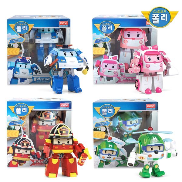 ROI TOYS ロボカーポリー 変身ロボット デラックス 4点セット(ポリ ロイ アンバー ヘリ)