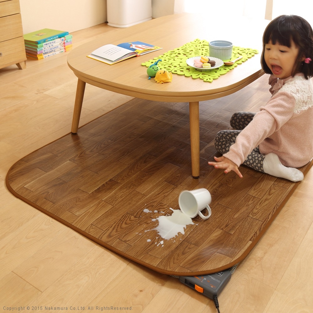 ラグ カーペット ラグマット マット 木目調 フローリング 防水 抗菌 防カビ 防汚 日本製 床暖房ホットカーペット対応 200x98cm ホットカーペット付2点セット