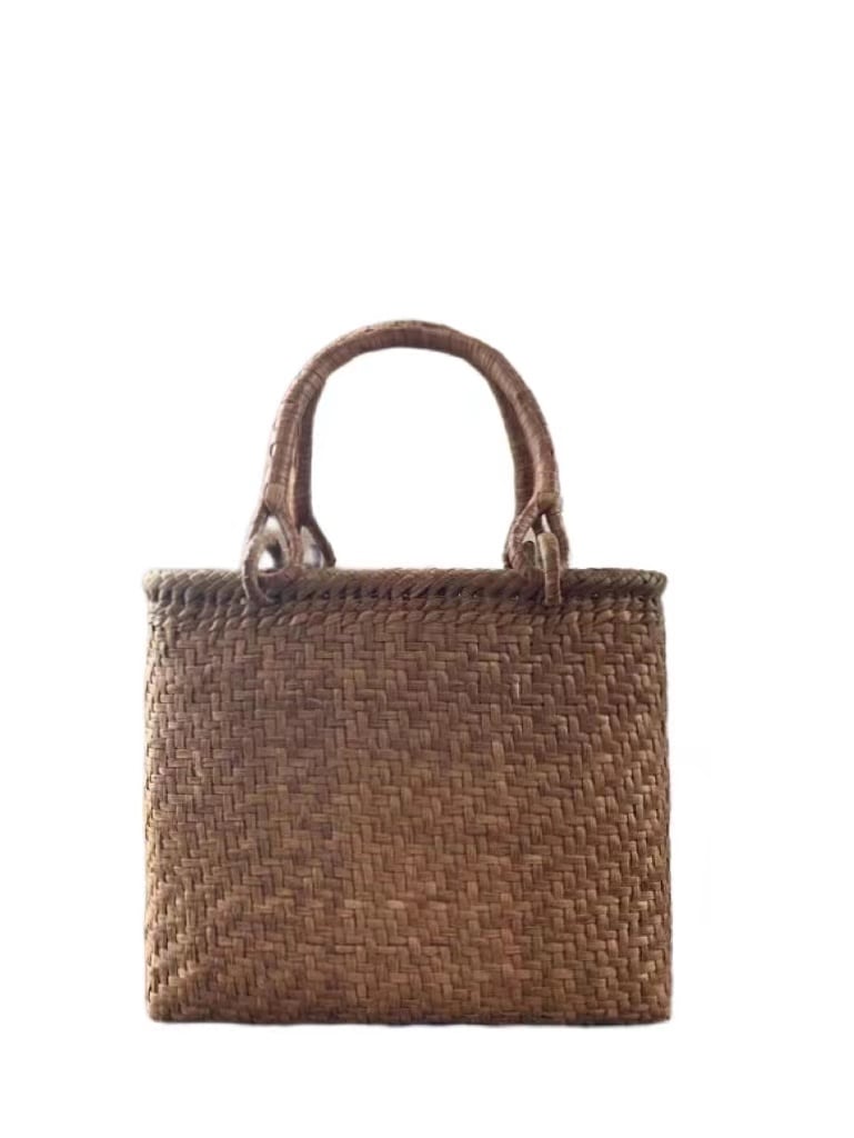 山葡萄　手作り　籠バッグ　網代編み　細ひご　内布あり　Sサイズ (約)幅24本体高さ20マチ10cm