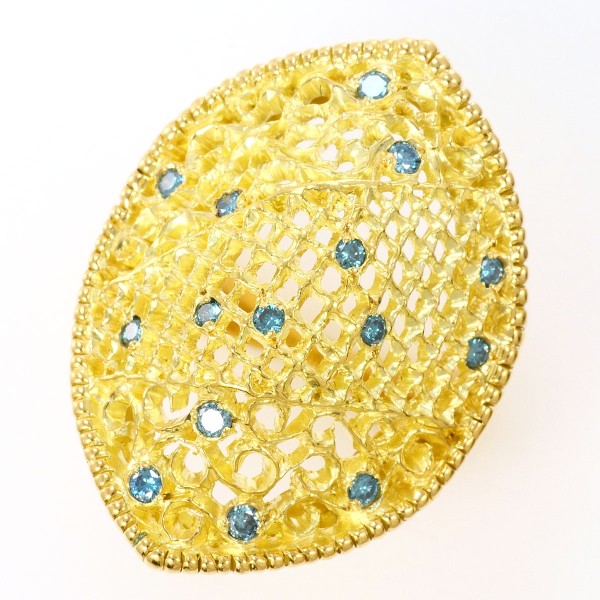 K18 18金 YG リング 指輪 12号 ブルーダイヤ 0.265 鑑別書 ジュエリー 中古