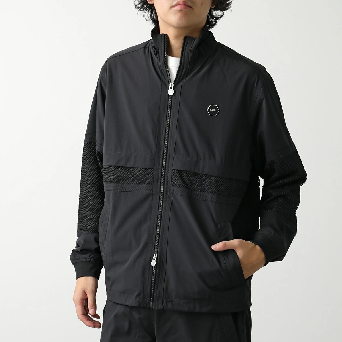 BALR. ボーラー ナイロンジャケット HEXLINE REGULAR FIT TRACK JACKET B1387.1022 メンズ ジップアップ ブルゾン メッシュ メタルロゴ Jet-Blac