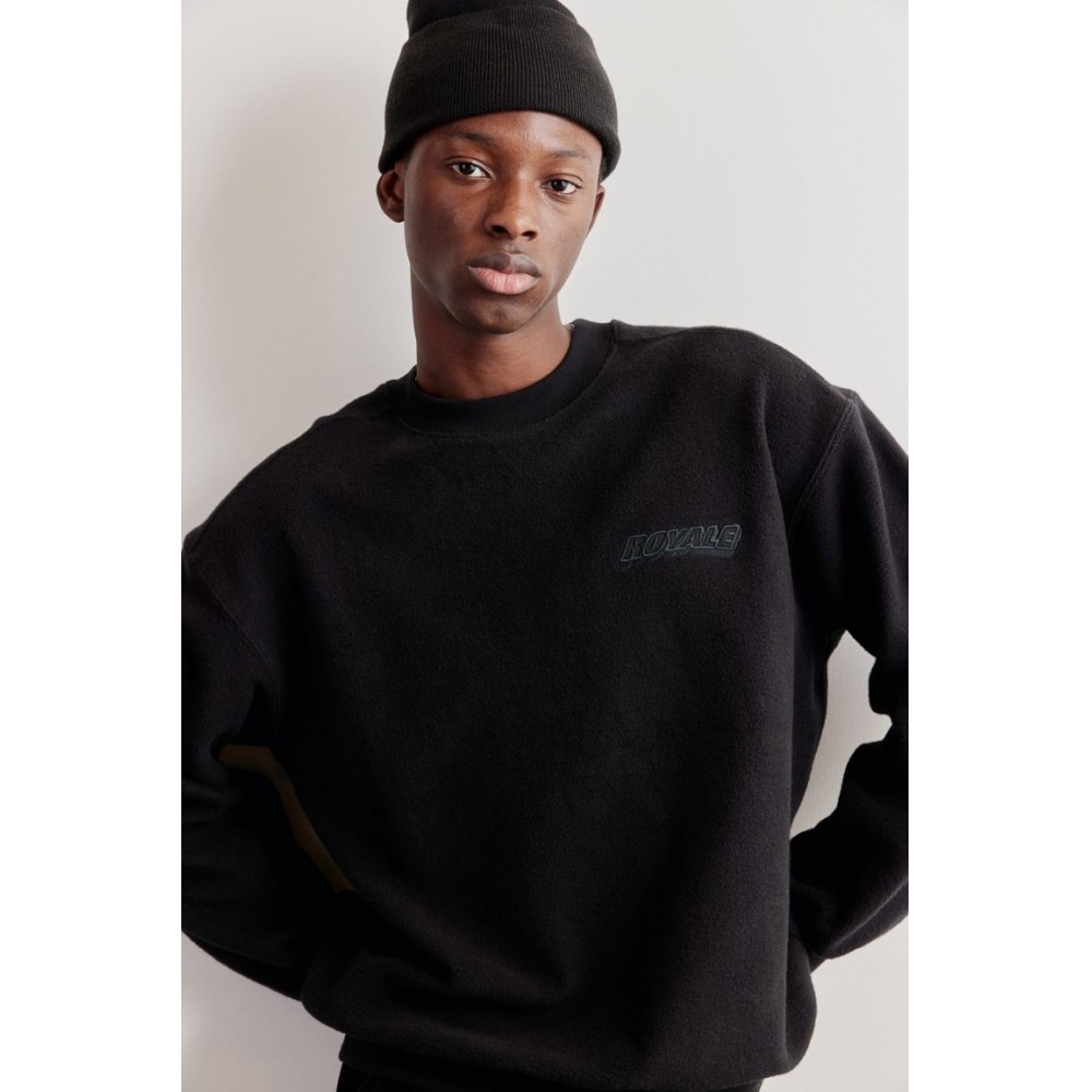 H&M ルーズフィットプリントスウェットシャツブラック/ロイヤル