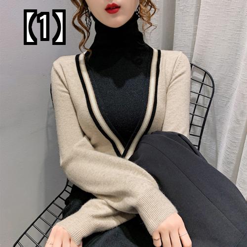 レディース セーター ニット トップス カットソー カジュアル オフィス 長袖 着痩せ スリム 厚手 タートルネック 黒 白 茶 秋冬 おしゃれ