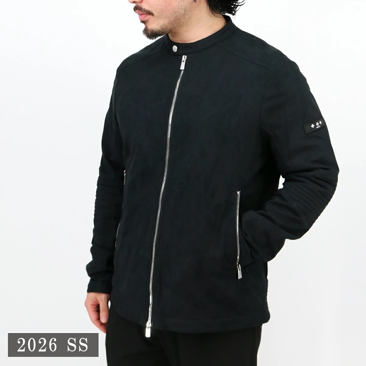 GEUM ゲウム ライダース ジャケット MCKZ0093033588 メンズ フェイクスエード アウター ロゴ BLACK ブランド