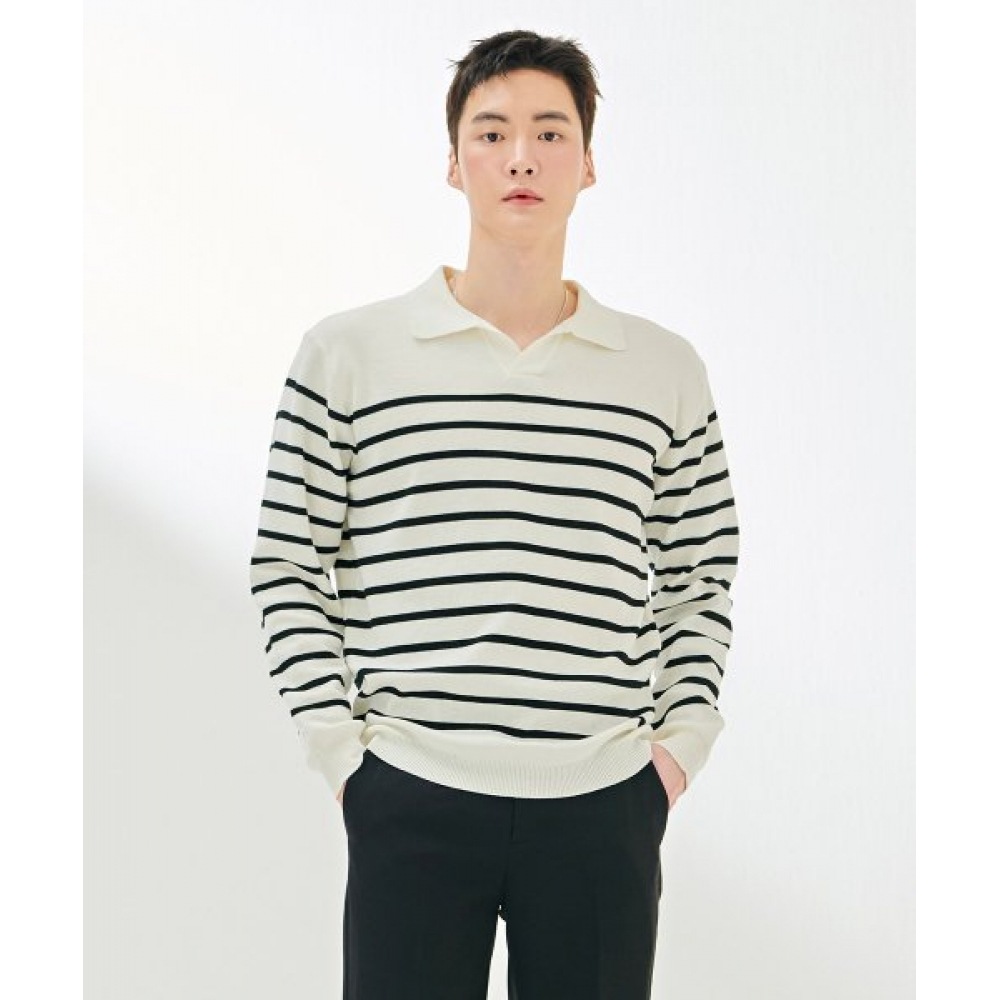 シャセカルトメンズストライプカラーセーター-ダーク5213B01