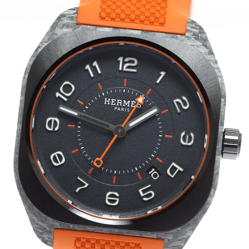 エルメス HERMES SP1.746c/W402992WW00 H08 グラスファイバー デイト 自動巻き メンズ 極美品 箱・保証書付き_905793【中古】