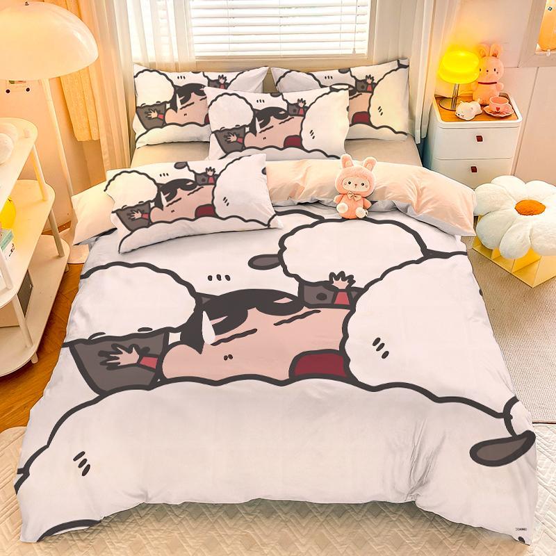 [限時優惠/最新デザイン]純綿クレヨンしんちゃん四点セット漫画布団シーツ学生寮純綿家庭三点セットかわいい