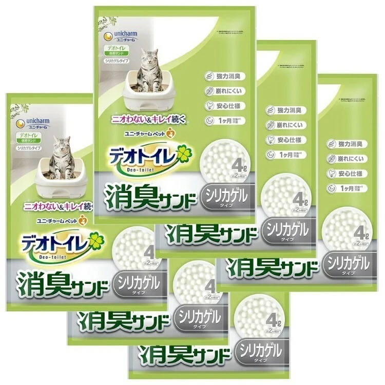 【目玉商品】【6袋セット】デオトイレ 砂 サンド ユニチャーム取替専用 消臭サンド4L 【D】