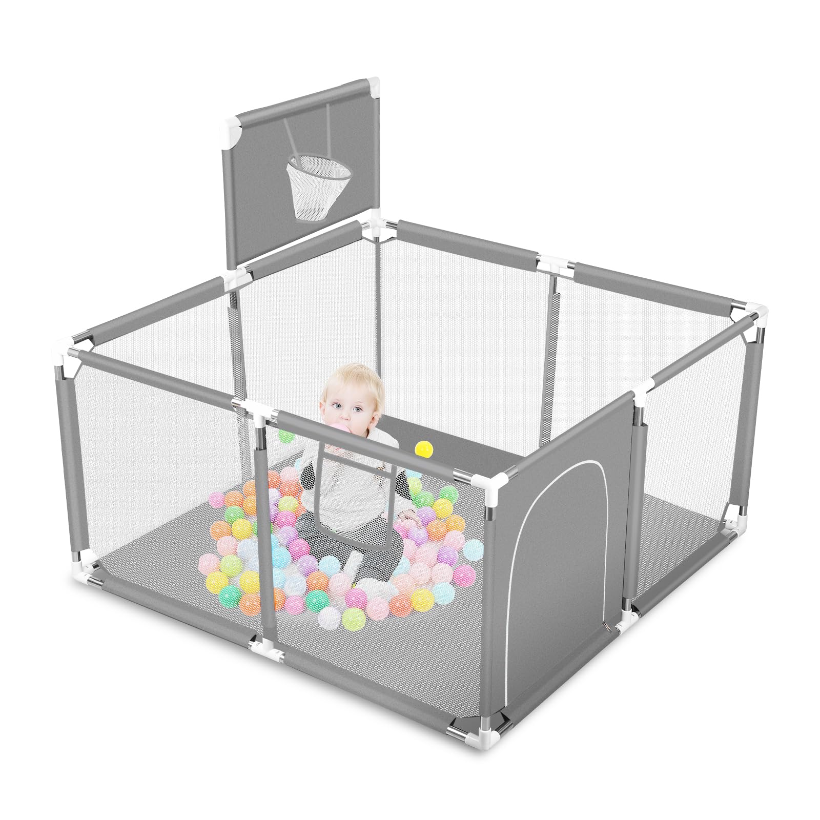 Vinteky ベビーサークル メッシュ ベビーゲート 128*128*66cm 大型 ベビーフェンス 子供遊び用 室内外対応 堅固さ 滑り止め 安全プレイヤード 洗濯可能 洗える 広々空間で楽しく安 6,585円