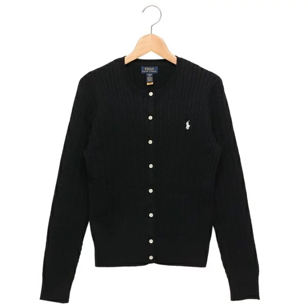 カーディガン ケーブルニット コットン カーディガン ブラック レディース キッズ 313543047 005