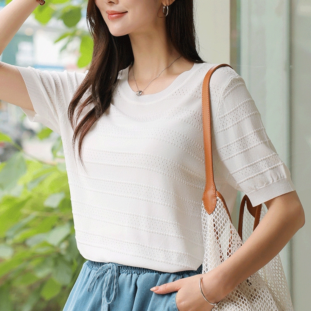 クリック＆ファニーローゼンパンチングビスコースニット