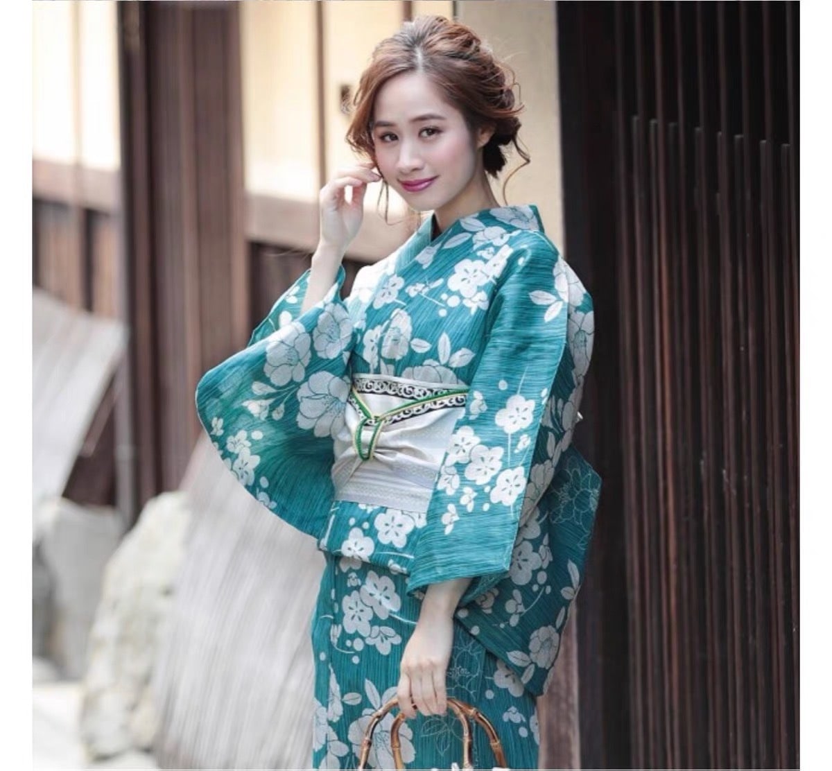 和服浴衣女性全綿伝統正装スタイル写真観光用