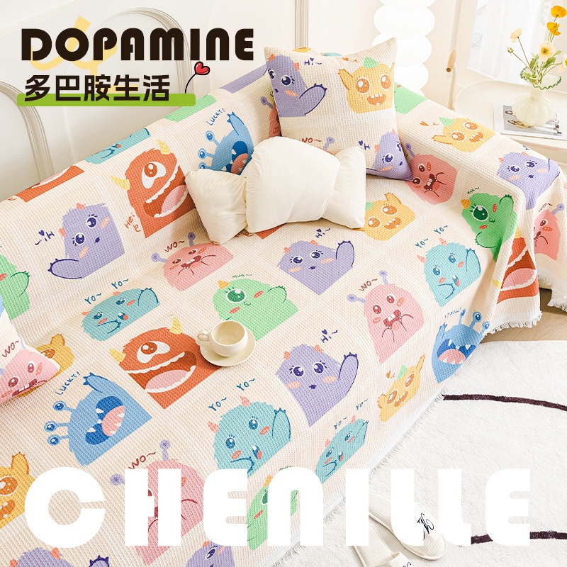ドーパミン漫画綿糸ソファカバー布ユニバーサルオールシーズン2024新しいオールインクルーシブソファカバーユニバーサルスローブランケット