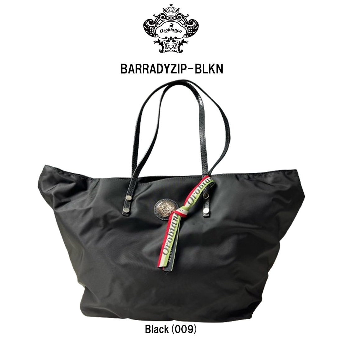 Orobianco トートバッグ 通勤バッグ ビジネスバッグ メンズ ユニセックス ブラック ナイロン BARRADYZIP-BLKN