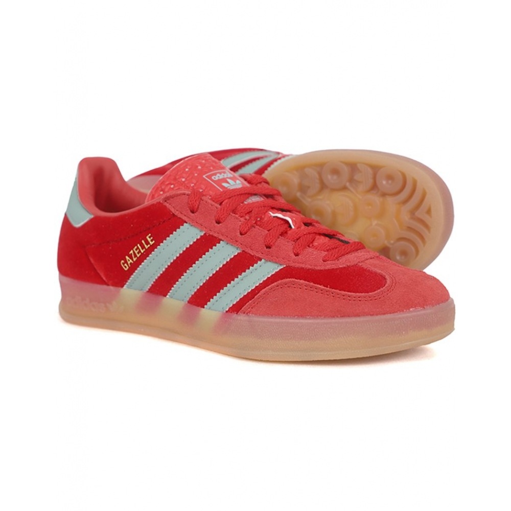 アディダス Gazelle インドア W スニーカーヴェレスカーレットヘイジーグリーン