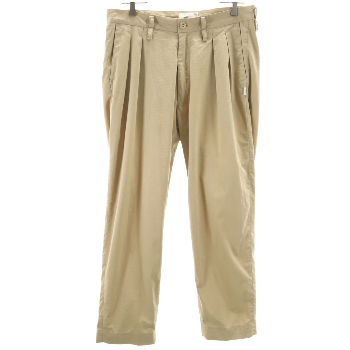 日本製 リップストップ ロングパンツ 2 ベージュ メンズ 古着