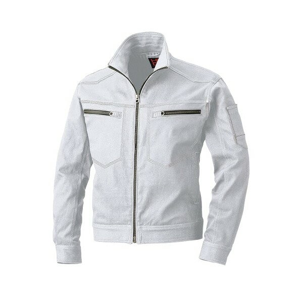 村上被服製 3203 ストレッチ素材と横からも装着ファスナー ブルゾン シルバーグレー サイズ6L