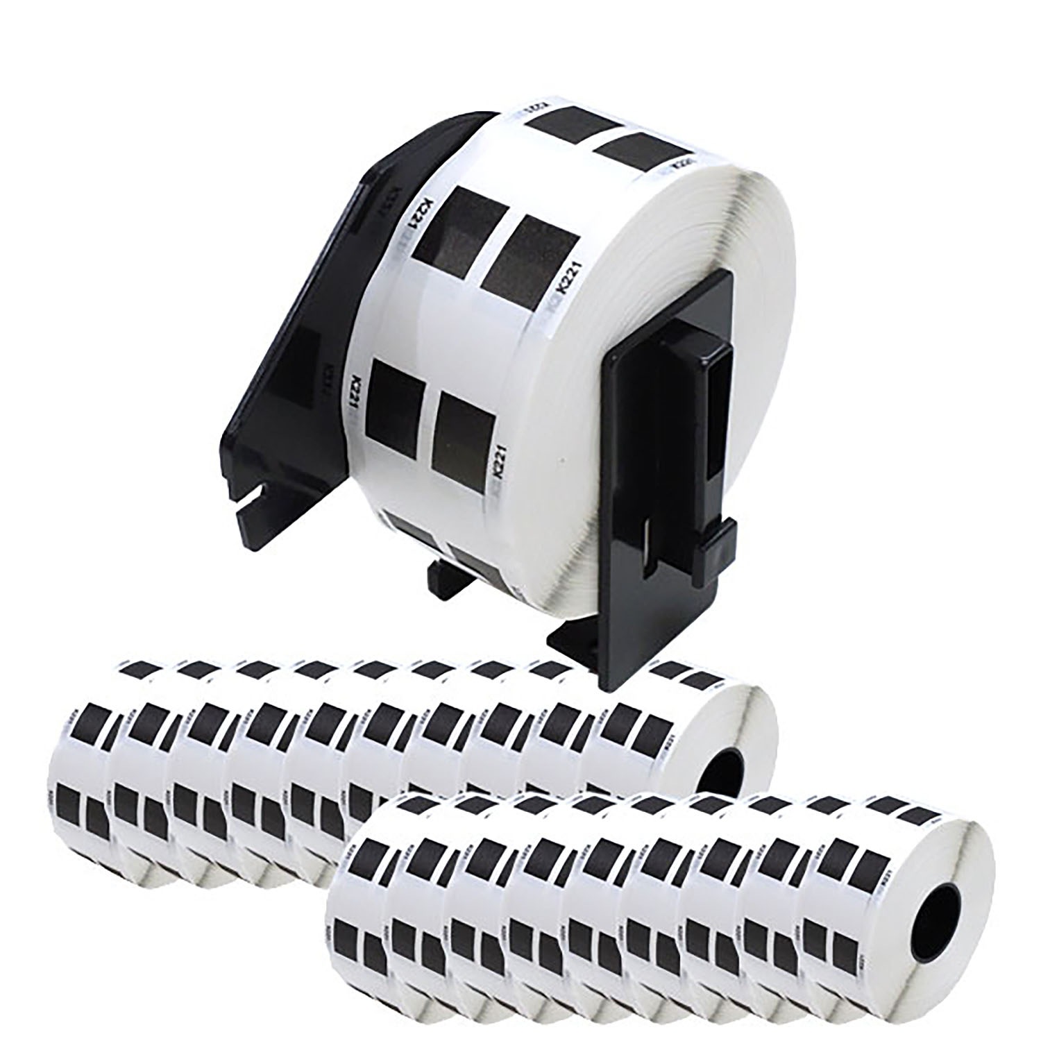 ブラザー用 ピータッチ DKプレカットラベル 感熱紙 DK-1221互換品 食品表示用 白 23mm×23mm 1000枚入り 20個+ホルダー