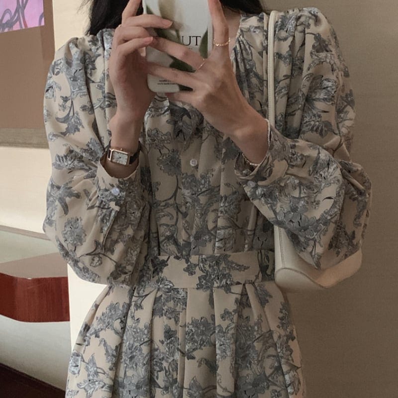 2color レディース ワンピース ロング丈 半袖 袖あり 二の腕カバー ラウンドネック