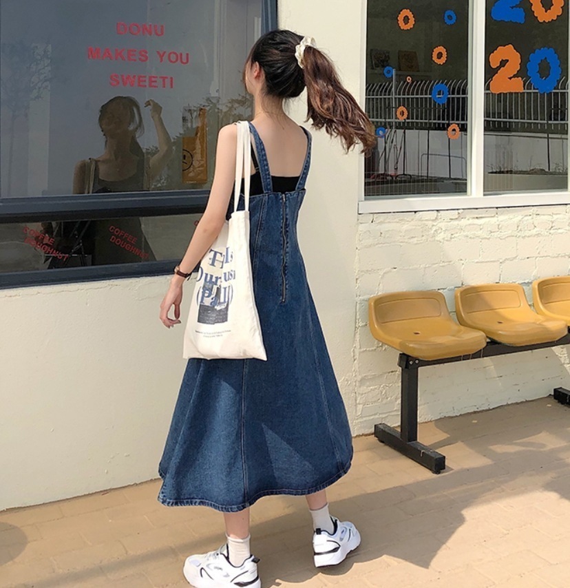 スカート デート モテアイテム デニムワンピース ミディアム丈 綿 デニム 可愛い きれいめ 上品 おしゃれ かっこいい 可愛い ラブリー キュート ガーリー クール モード系 セクシー