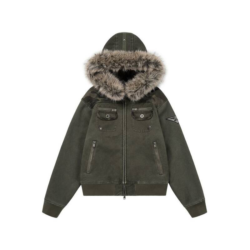 アカム AAKAM ファー カモフラージュ コントラスト ジャケット カーキ 550005