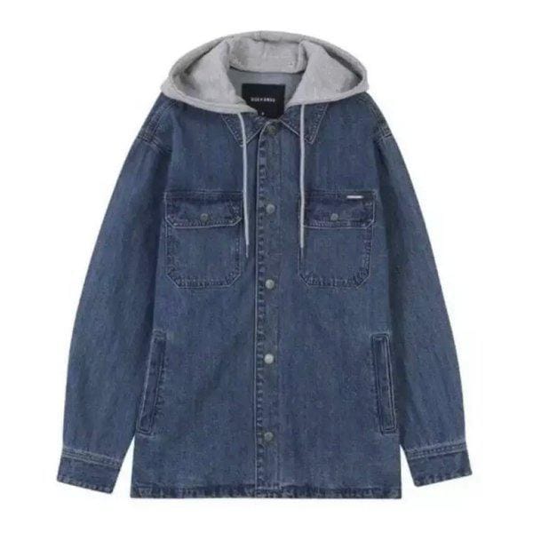 男性フード取り外しデニムシャツジャケット_US