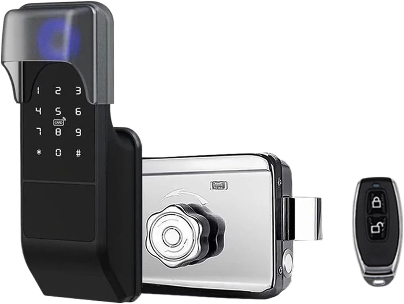 IP65 防水 TTLock 指紋スマートドアロック屋外ゲート Bluetooth パスワード 13.56MHz IC カードデッドボルトロック + メカニカルキー(Lock cover remote