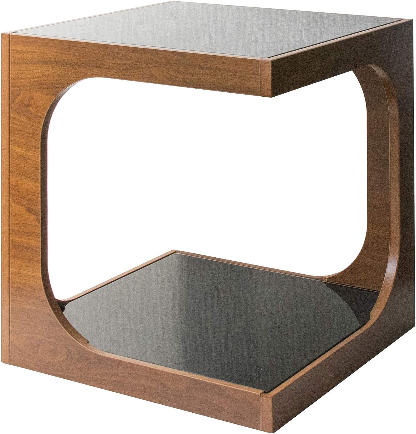 宮武製作所 サイドテーブル ARCA 幅40×奥行き40×高さ45cm ブラウン 2段ガラス天板 ST-402 BR