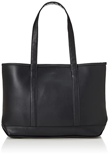 [デバイス+] フェイクレザー シックデザイン トートバッグ レディース 通勤 ファスナー付き ブランド ブラック