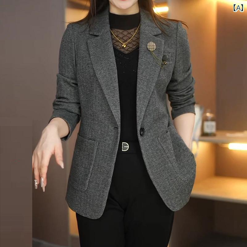 スーツ　ジャケット　カジュアル 中年 母親 スーツ ジャケット レディース 春秋 スタイル 2025 ハイエンド スタイリッシュ スリム トップス