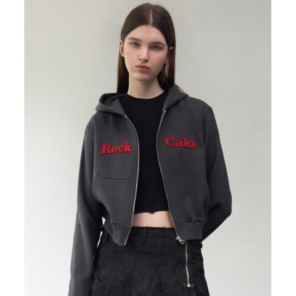 ROCKCAKE Logo Patch Full Zip Hoodie Charcoal RC24JK0170