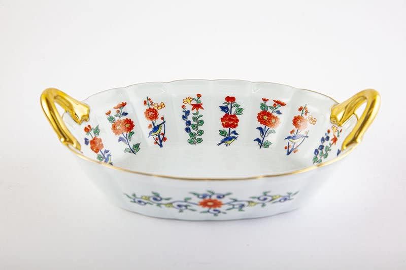 マイセン写し 色絵 草花文【バスケット大】　有田焼　其泉　S-3266