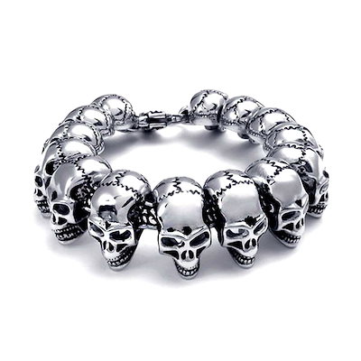Qoo10] ステンレス スカル ブレスレット ドクロ