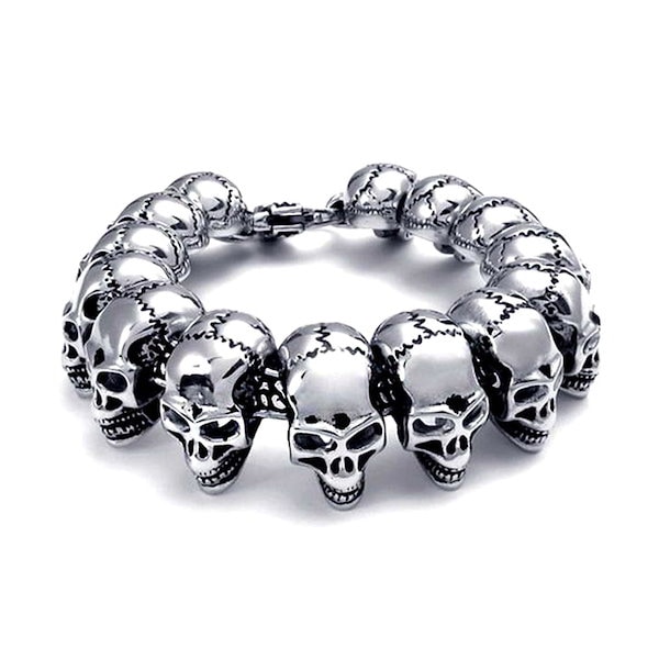 あるじゃん　祐天寺　ドクロ　スカル　ブレスレット Qoo10] ステンレス スカル ブレスレット ドクロ