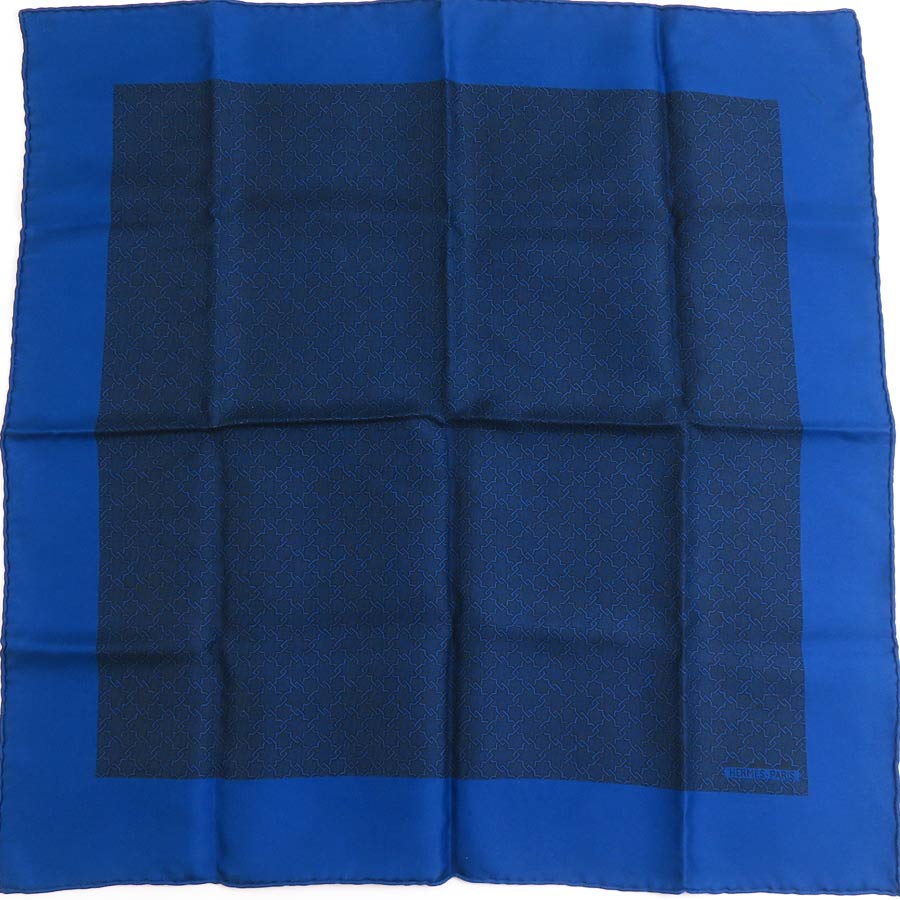 エルメス HERMES ハンカチ シルク ネイビー メンズ h31587a