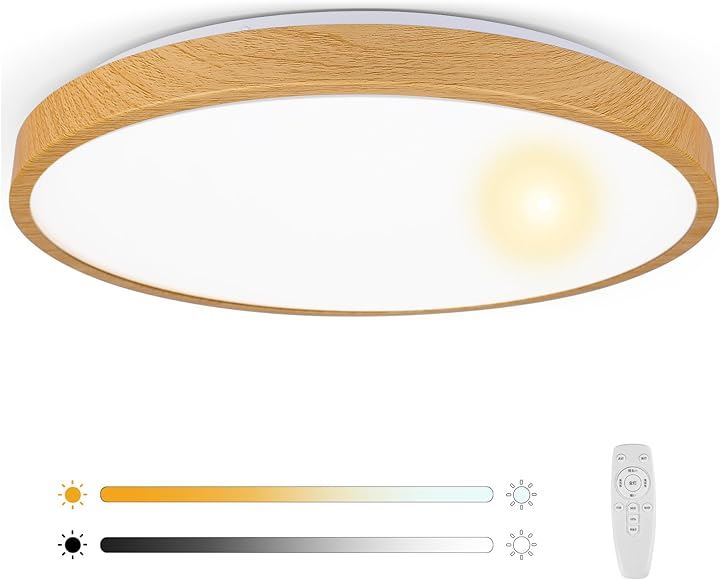 シーリングライト 無段階調光調色 1012畳 木目調 リモコン付き 42W 4800LM 豆電球 常夜灯 日本語説明書付( 昼光色/電球色/昼白色, 木目シーリングライト)