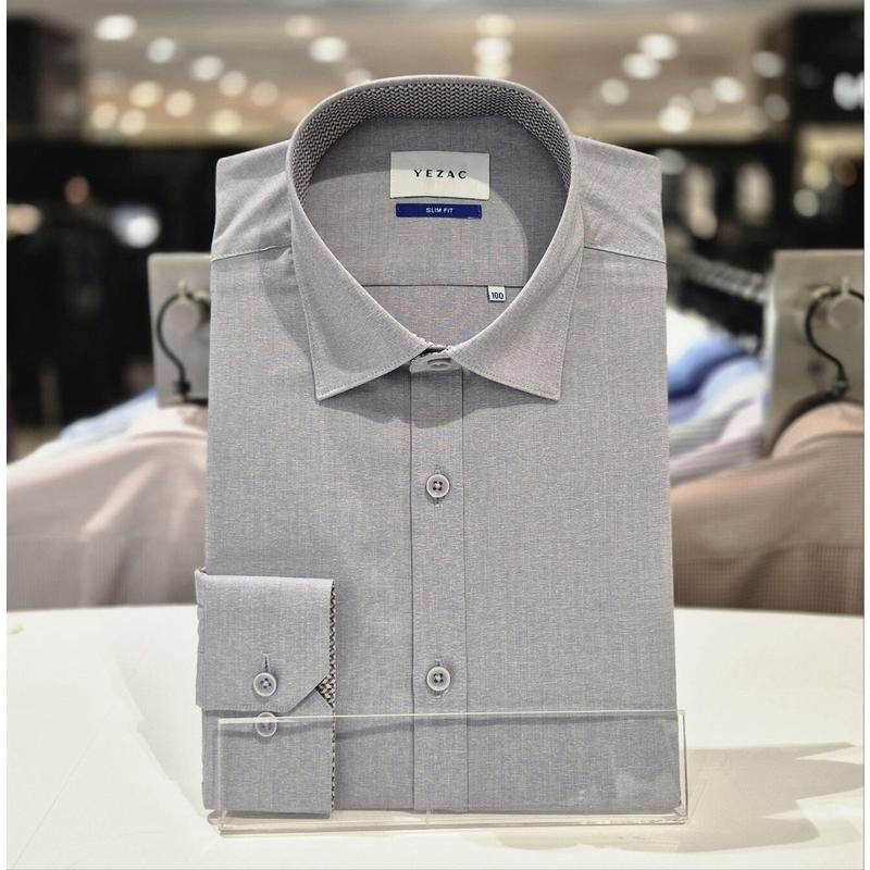 AK水原店シャツ長袖スリムフィットスパンカチオンソリッド配色YJESIS346