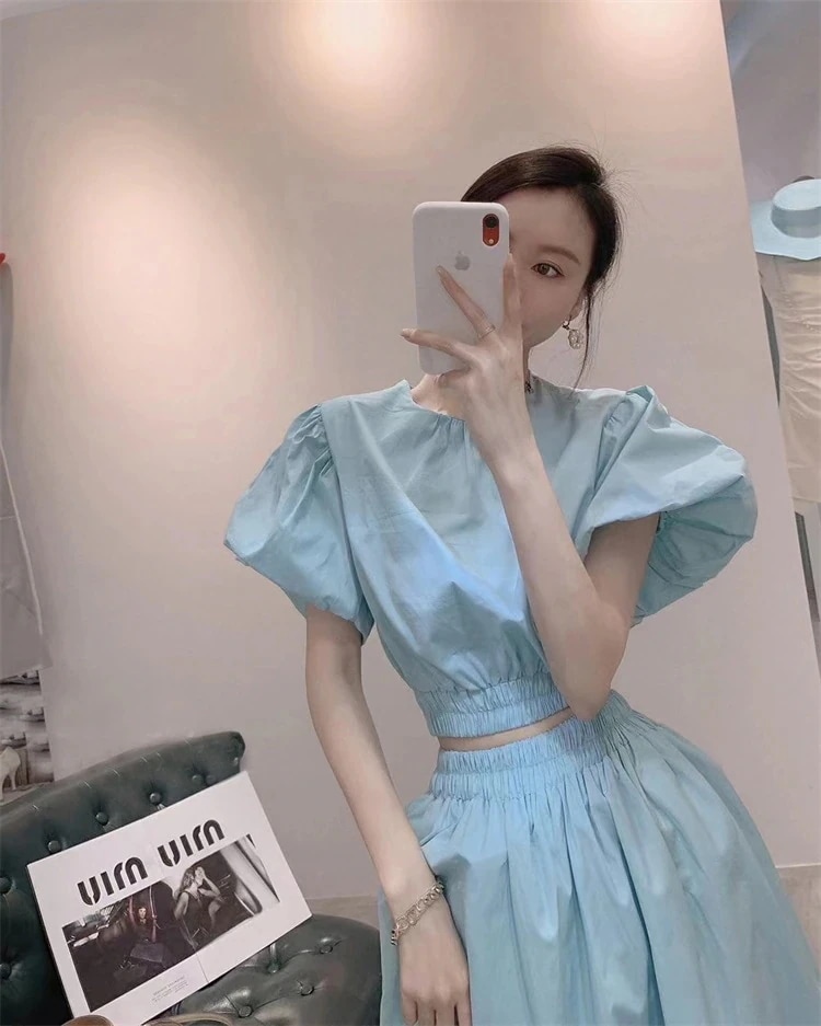 上着 パフスリーブ 品質 新入荷 気質 セット ロングスカート 韓国ファッション 個性 5,289円