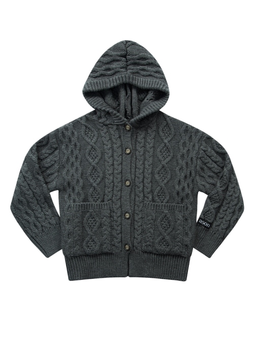 【AS"ON】 ELO TWISTED HOOD CARDIGAN / CHARCOAL 正規品