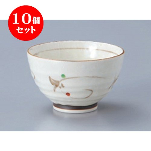 10個セット 煎茶 粉引赤絵唐草千茶 [9.1 x 5.5cm(170cc)] 強化 和食器 酒器 料亭 旅館 業務用
