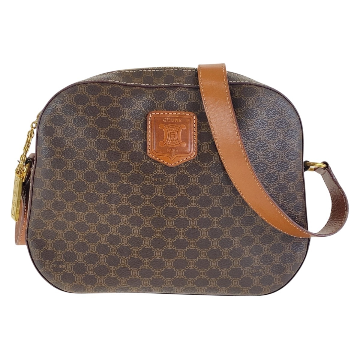 美品 ヴィンテージ マカダム ブラウン ゴールド金具 PVC/レザー 斜め掛け ショルダーバッグ ポシェット レディース 502245 26,000円