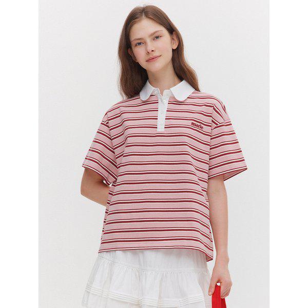 ストライプ ラグビーカラー 半袖Tシャツ(MAGBTS38MPK)