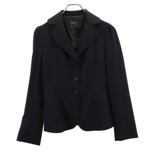 日本製 ウール テーラードジャケット 36 黒 レディース