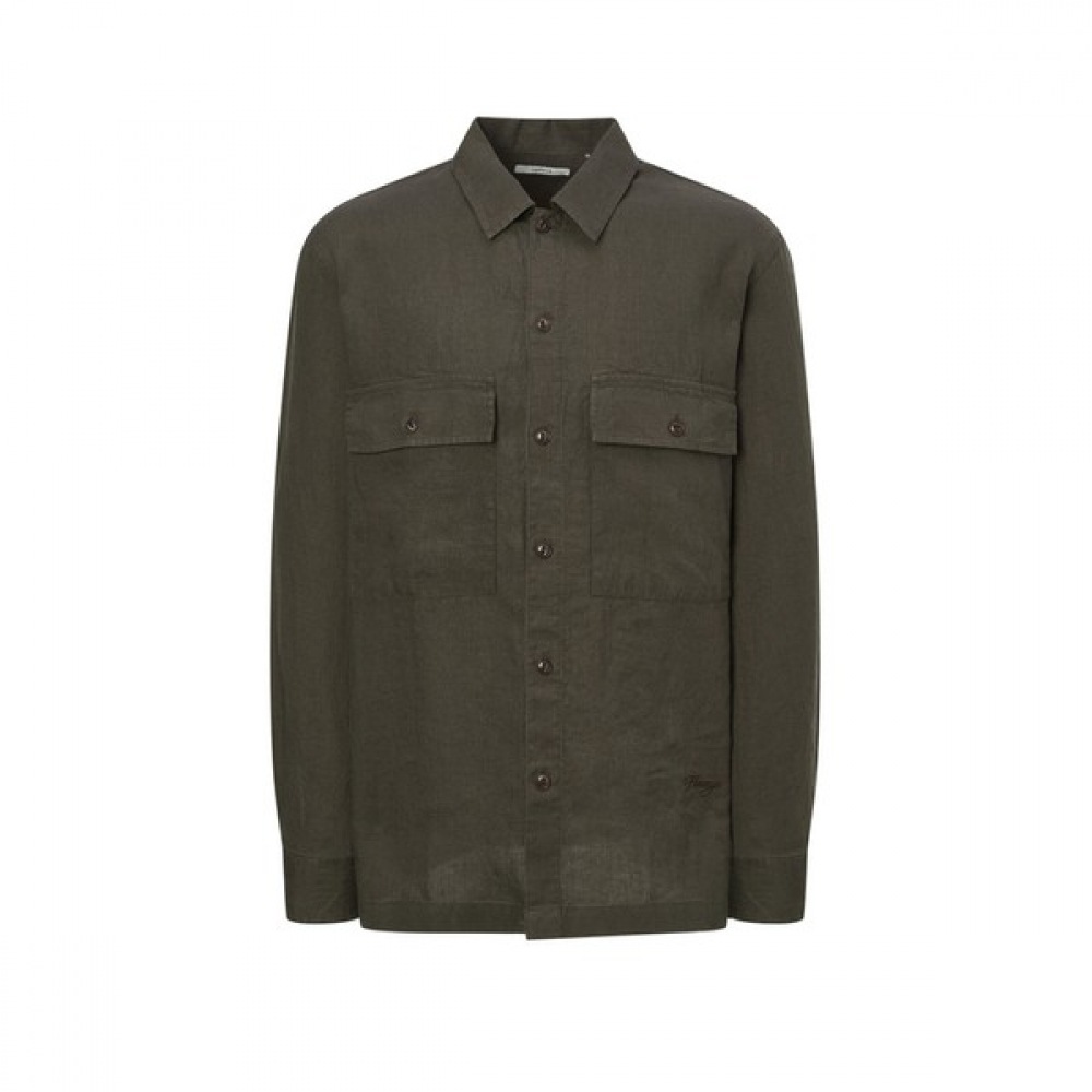 [ヘッジス] 25SS カーキリネンオーバーシャツ HZSH5B309K3