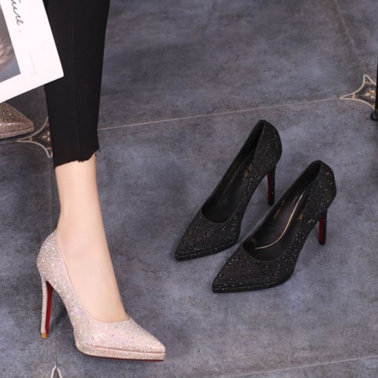 【取寄：納期2週間】パンプス レディース カラバリ２色 ハイヒール 春夏 秋冬 オールシーズン 新作 おしゃれ パンプス バックストラップ サイズ6展開 エレガント パンプス キラキラ グリッター